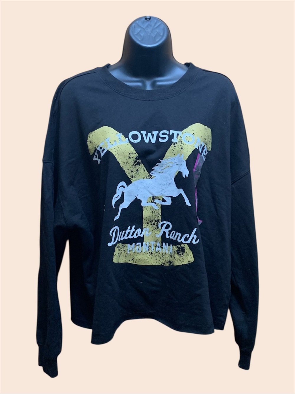 NWT Yellowstone Dutton Ranch Graphic Sweatshirt Black XXL Horse Country Western